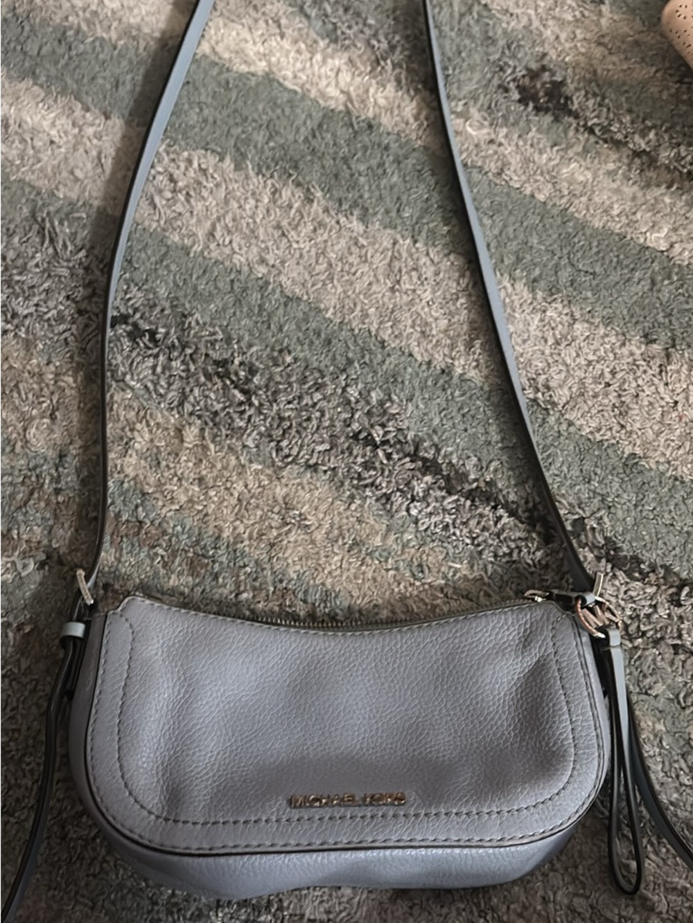 Michael Kors Light blue Pebbled Leather Crossbody